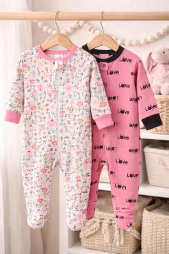 Image of TuddyBuddy Baby Girl's Cotton Printed Full Sleeves Sleepsuit /Footed Rompers for Baby Girl