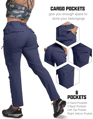 WENRONSTA Women's Hiking Cargo Pants Lightweight Quick Dry Waterproof UPF 50+ Camping Fishing Travel Outdoor Work Pants3