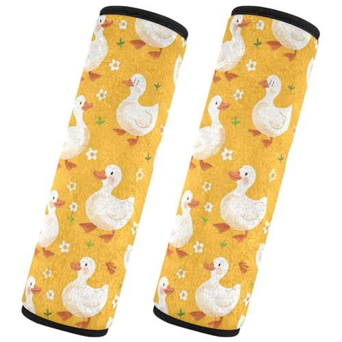 Seat Belt Covers 2 Pack White Ducks Car Seats Strap Covers Super Soft Car Seats Neck Cover for Boys Girls Adults Babies S