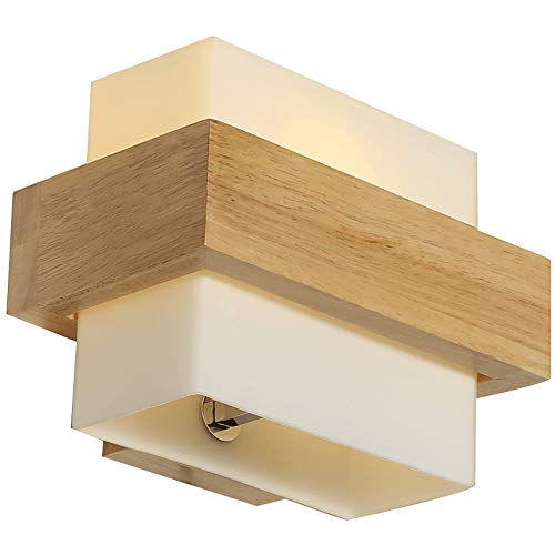 Preisvergleich Produktbild Wandleuchte Massivholz-Glas E27 Wandleuchte, einfache moderne Wandleuchte Wohnzimmer Korridor Lampe Schlafzimmer Bedside Lamp Hotel Wandleuchte