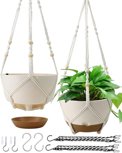Hanging Planters for Indoor Plants, 2 Pack 10 Inch Self Watering ...