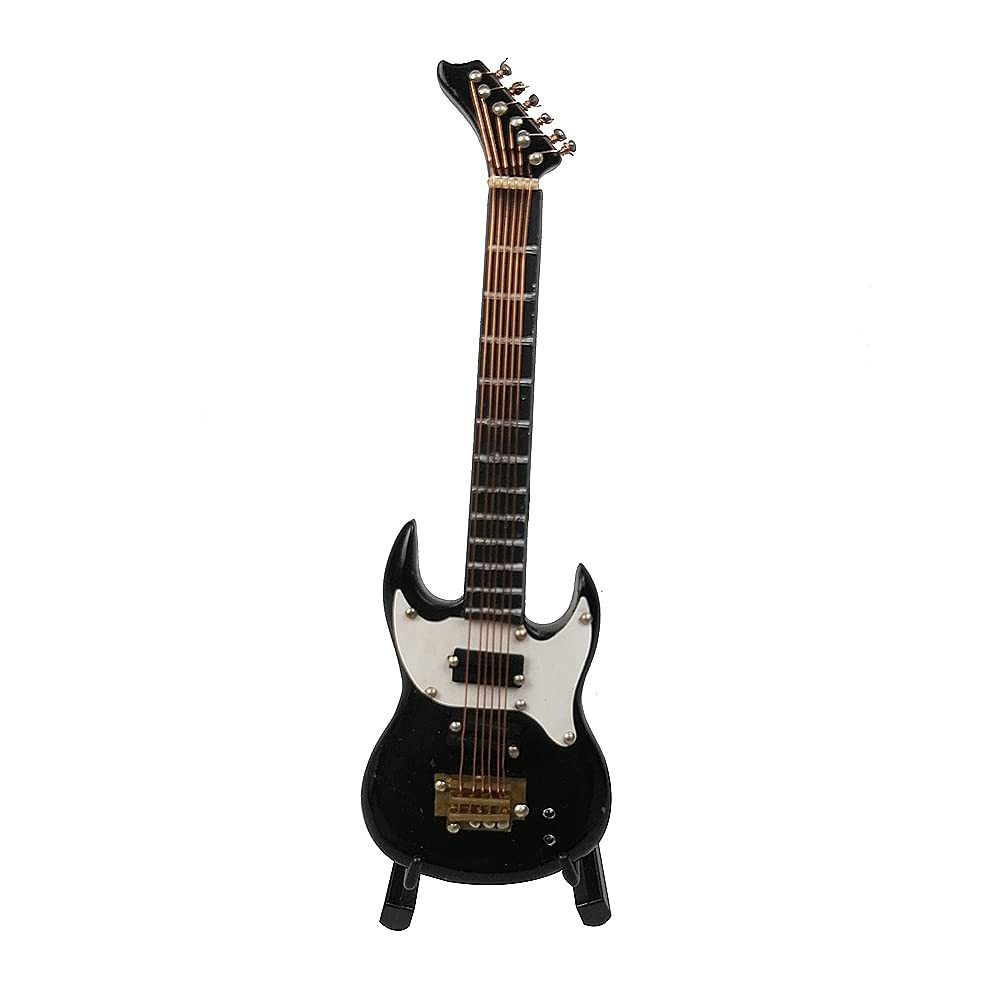 ALANO Classic Wooden Guitar Model Miniature With Stand - Decorative Musical Instrument Gift, Not Playable (G-10-S)
