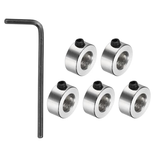 sourcing map 5 Pack Shaft Lock Collar, 6.05mm Bore Screw Lock Ring 11mm OD 5mm Height Steel Material Isolation for 3D Pr