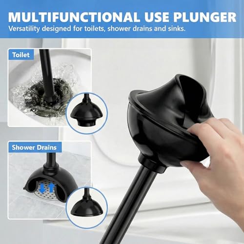 Image of Toilet Plunger with Holder, Plungers for Bathroom Heavy Duty for 5.3-inch Toilet Drain, Toilet Plunger and Holder Combo for Bathroom Cleaning (Style 1)