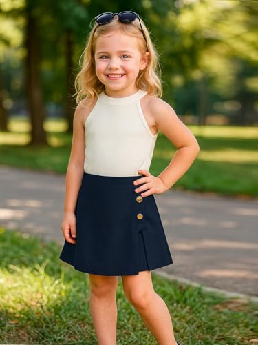Image of A.T.U.N. (ALL THINGS UBER NICE) Girls Tank Top and Skort Set | Stylish Sleeveless 2 Piece Outfit Set for Kids | Comfortable Soft Fabric Clothing Set for Girls