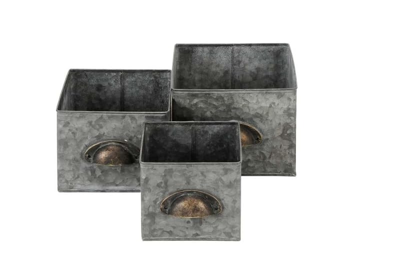 Generisch 3er Set Übertopf Zink Schublade Metall 17,5-13 cm Zinktopf Übertöpfe Blumenübertopf Gartendeko