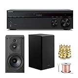 Sony STRDH190 2-ch Stereo Receiver with Phono Inputs & Bluetooth SSCS5 3-Way 3-Driver Bookshelf Speaker System (Black)