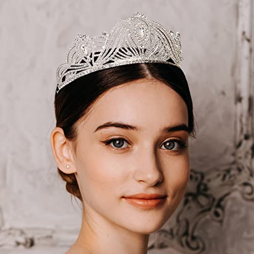 Aw Bridal Rhinestone Crown For Women, Wedding Tiara For Bride Crystal Queen Crown For Quinceanera Birthday Pageant Headpieces, Silver #TOP3