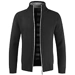 Herren Strickjacke Warm Fleece-gefüttert Wintermantel mit durchgehendem Reißverschluss