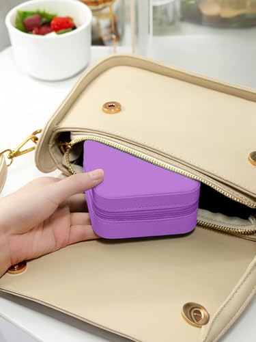 Image of Cortina Toiletry Bag | Luxury Cute Travel Make Up Hanging Wash Bag | Cosmetic Waterproof Hanging Toiletries Bags | Personalised with Pearl Zipper - Purple