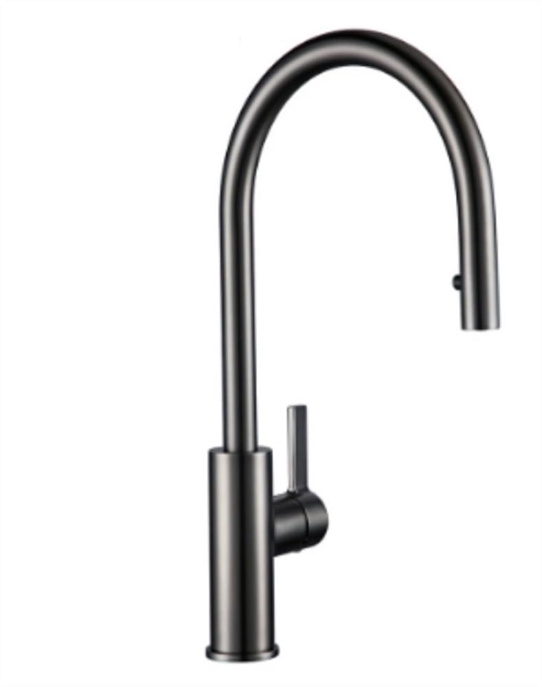 BHFPFZA Brushed d Kitchen Faucet - Brass Single Hole Deck-Mounted Mixer with Pull-Out Sprayer for Cold & Hot Water - Slish & Functal Sink Tap for Modern Kitchens