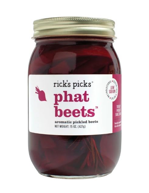 Rick’s Picks Phat Beets – Aromatic Pickled Beets, non-GMO, All-Natural, Gluten-Free, Low-Calorie, Shelf-Stable, 15 oz Jar