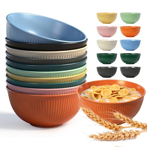 Valyrane Lot de 10 Bols & Saladiers, Bols en Plastique 650ml (10 Couleurs), pour Petit Déjeuner, Salade, Snacks & Stockage