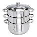 Produktbild Buckingham 24 cm 6 Liter groß Premium Induktion Edelstahl DREI stöckiger Dampfgarer Boden Topf, Silber