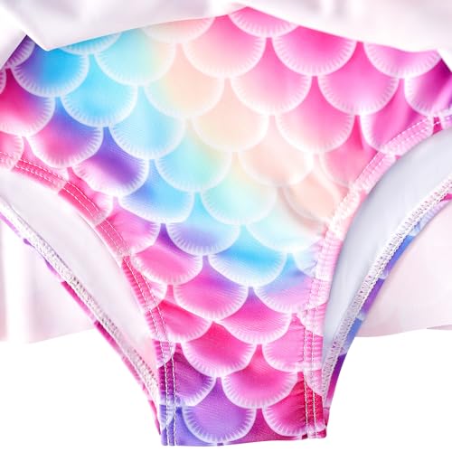 Image of Girl's One Piece Swimsuit Mermaid Swimwear Bathing Suit with Ruffle Skirt