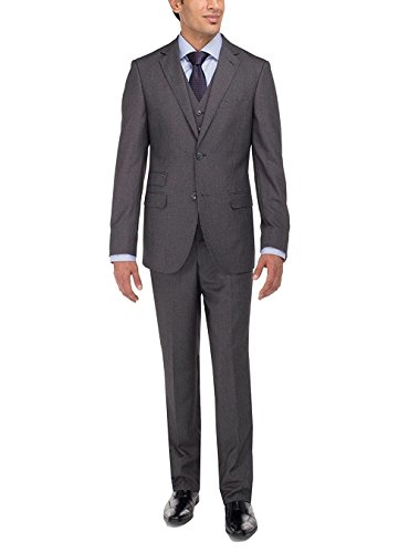 GN Luciano Men's Two Button Vested Three Piece Suit Set Tweed Modern Fit
