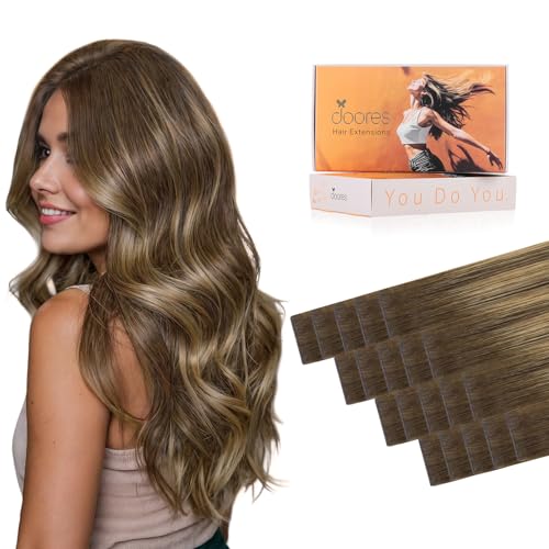 Image of DOORES Genius Tape in Hair Extensions Human Hair, 20 Inch 50g 20PCS