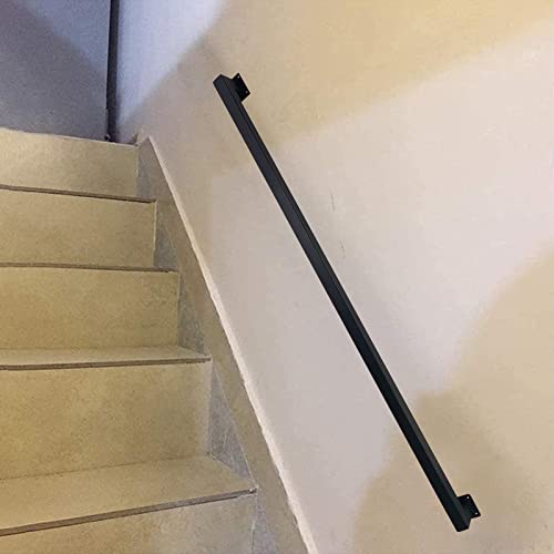 Rampe d'escalier carrée noire de 6 pieds en kit complet industriel avec supports