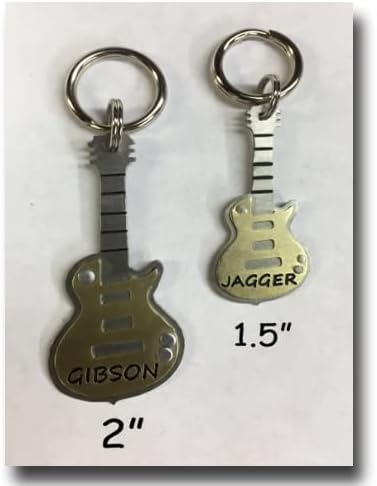 Guitar Shape Dog ID Tag-Unique Guitar Pet Collar Tag-Hand Cut Brass Nickel Silver- Mixed Metal Engraved Pet Collar Tag-Music Dog Tag (2")