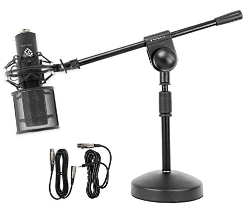 (1) Rockville RCM PRO Studio/Recording Condenser Microphone w Samsung Capacitors Bundle with (1) Rockville RDMS70 Desktop Mic Stand with Boom+Steel Round Base+Adjustable Height (2 Items)