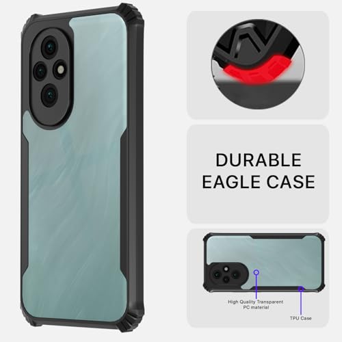 Image of Pikkme Crystal Clear Transparent Back Cover | Ultra Hyrbid | Full Camera Protection | Raised Edge | Bumper Case for Honor 200 Pro 5G (Black)