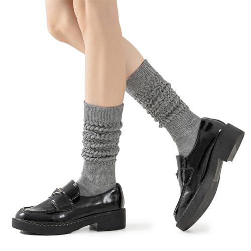 Image of Flydo Slouchy Socks for Women White Scrunch Slouch Boot Sock