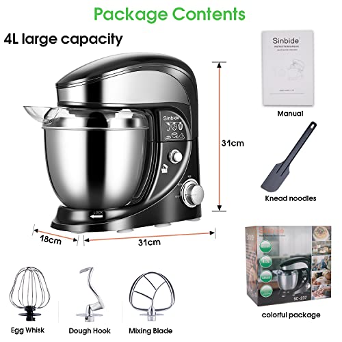 Hoapin Küchenmaschine 850W 4L Knetmaschine, Reduzierte Geräusche Rührmaschine, Stufenlose Geschwindigkeitsregulierung… – Bild 7