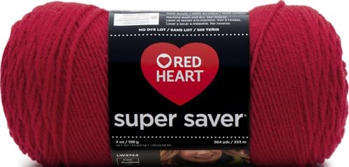 Image of Red Heart Super Saver Yarn for Crocheting & Knitting, Cherry Red, Single | #4 Medium Worsted Weight Acrylic Soft Yarn for Blankets, Beanies, Amigurumi, and Beginner Projects, 364 yards, 198g /7oz
