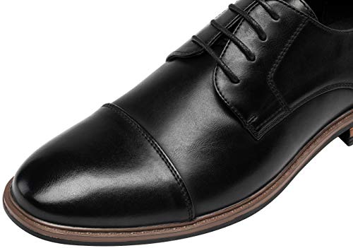 VEPOSE Men's Cap Toe Oxford Business Formal Lace Dress Shoes(10.5,Black) - Thumbnail 2