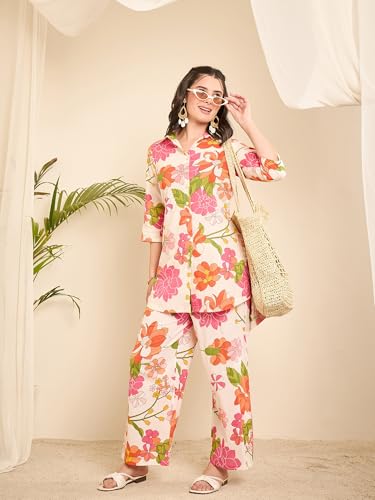 Image of WineRed Women Green Paisley Print Hi-Low Co-ord Set