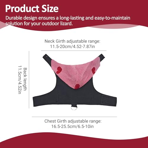 Image of Bearded Dragon Lizard Hoodie Leash Suit Reptile pet Outdoor Chest Harness Chameleon Squirrel Leash Hooded Clothes Suitable for Bearded Dragon Lizard Reptiles（Red hat）