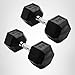 CAP Barbell 35 LB Rubber Coated Hex Dumbbell Hand Weight - Pair | Chrome Handle