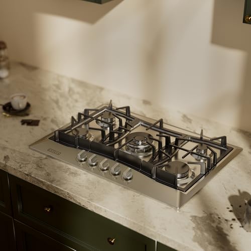 Image of Empava 30 in. Gas Stove Cooktop with 5 3rd Gen Italy Sabaf Sealed Burners in Stainless Steel, 30 Inch, Silver