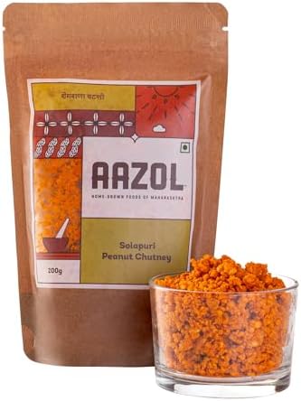 Aazol Solapuri Peanut Chutney - 200g | Mungfali/Shengdana Chutney | Authentic Solapuri Recipe | Spicy & Crunchy | Ready to Eat