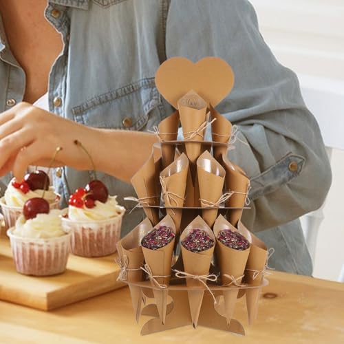Conos de fragmentos de papel artesanal con soporte anticaídas para confeti 7