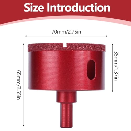 70MM Tile Hole Cutter, Diamond Drill Bitwith Triangle Shank Diamond Hole Saw for Glass Porcelain Tiles Marble Ceramics 6 70MM Tile Hole Cutter, Diamond Drill Bitwith Triangle Shank Diamond Hole Saw for Glass Porcelain Tiles Marble Ceramics - Image 6