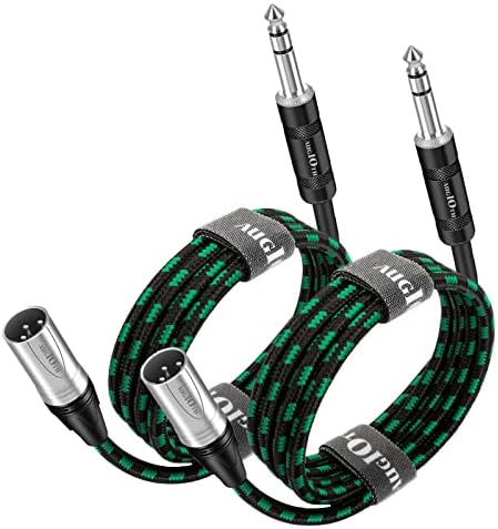 Augioth XLR Male to 1/4 Cable 20ft 2Pack, Balance 6.35mm TRS Plug to 3-pin XLR Male, Quarter inch TRS Male to XLR Male Mic Cable for Power Speaker, Mixer, Amplifier