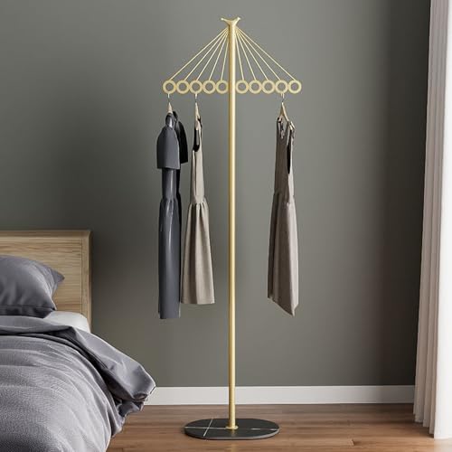 Porte-manteau marbre et métal doré au design parapluie chic