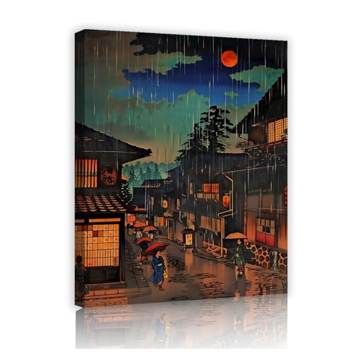 Impression toile ukiyo-e scène japonaise prêt à accrocher pour mur vide appartement