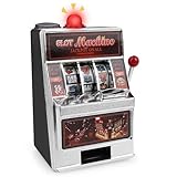 Slot Machine Money Bank for Adults (7.5 * 4.6 * 3.9inch), Lucky Seven Casino Games Toy Piggy Bank with Flashing Lights and Jackpot Sounds for Party, Family