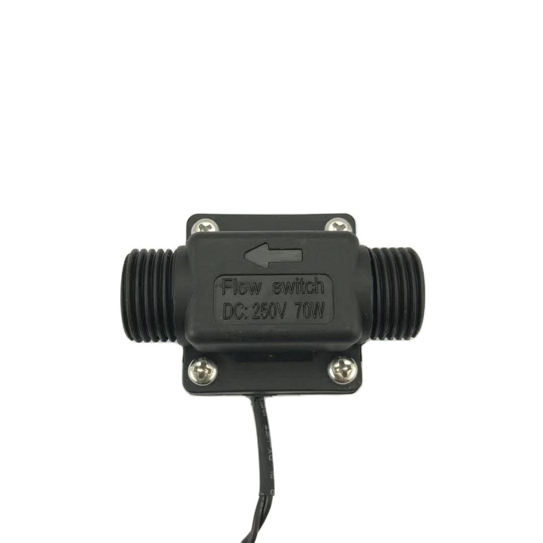 Interruptor de Flujo en línea Tipo Deflector PA66 Nylon BSPP G1/2 Interruptor de Sensor 2-30L/Min 250V DC 70W 2 Cables