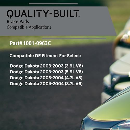 Image of QUALITY-BUILT Rear Ceramic Brake Pads, Premium 1001-0963C, Compatible with 2003-2004 Dodge Dakota