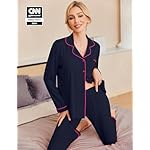 Ekouaer Pajamas Women's Long Sleeve Sleepwear Soft Button Down Loungewear Pjs Lounge Set Nightwear XS-XXL - Image 2