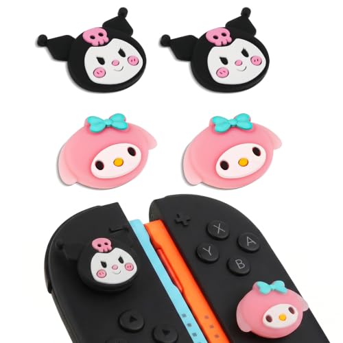 TIKOdirect Thumb Grip Caps Compatible with Switch 2/ Switch 2 Pro Controller, Cute Joystick Cap Grip 4PCS Soft Silicone Protective Button Cover, Purple &amp; Pink