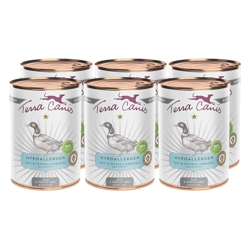 Terra Canis Ente mit Petersilienwurzel - Hypoallergen Nassfutter, 6x400g I Premium Hundefutter in 100% Lebensmittelqualität Aller Rohstoffe I Allergenarm, Getreide & glutenfrei