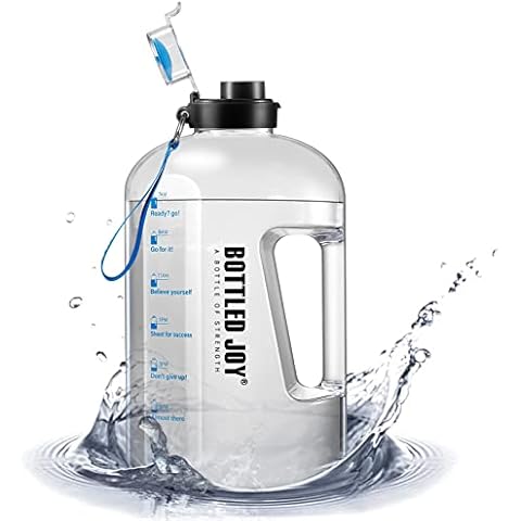 Micacron BOTTLED JOY Water Bottle, 1 Gallon Fitness Sports Water Bottle with Time Marker, Gym Water Bottle, Leak Proof BPA Free Drinking Bottle with Flip Cap for Outdoor Sports Gym Camping Hiking Cover
