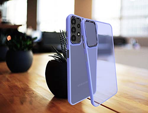 Image of A rtistque Frosted Translucent Back Cover Case for Samsung Galaxy M32 5G / A32 5G | Electroplated Chrome Ring | Raised Camera Edges for Protection | Smooth Sides TPU - Purple