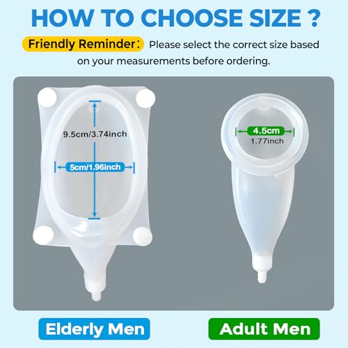 Catheter for Men, Urine Collection Bag for Elderly Men Male Age 80, Reusable Portable Silicone Urinal with 2 Bags (White-Elderly Men)
