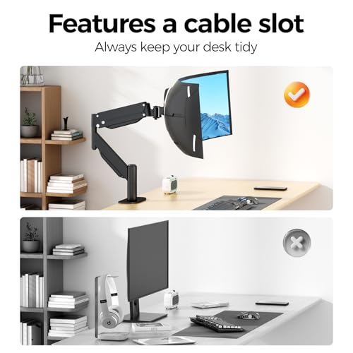 Image of Suptek Single Monitor Arm for 27-57 Inch Ultrawide Large Screen Monitors, Heavy Duty Gas Spring Desk Mount with Tilt Swivel, VESA 75 /100, Supports 59.4 lbs, Clamp & Grommet, MD71MAX