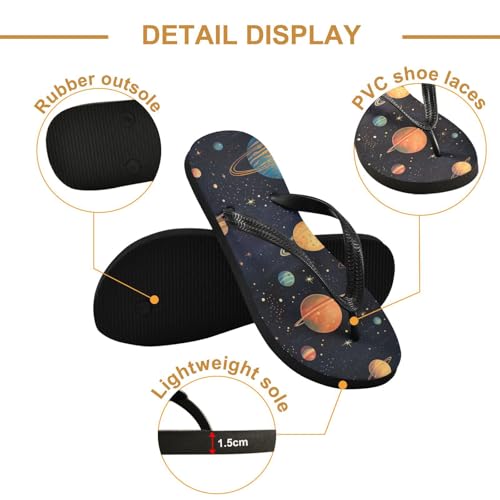 Womens Flip Flops Space PlanetsNon-Slip Casual Beach Slippers Rubber Sandals214B28292